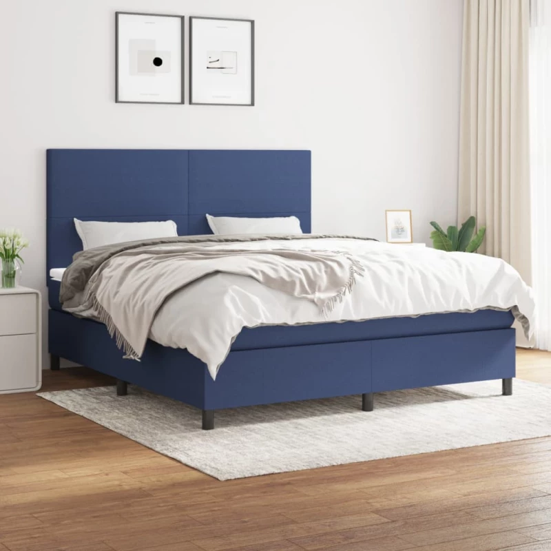 Κρεβάτι Boxspring με Στρώμα Μπλε 180x200 εκ. Υφασμάτινο Μπλε 3141639