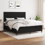 Κρεβάτι Boxspring με Στρώμα Μαύρο 180x200 εκ. Υφασμάτινο Μαύρο 3141875