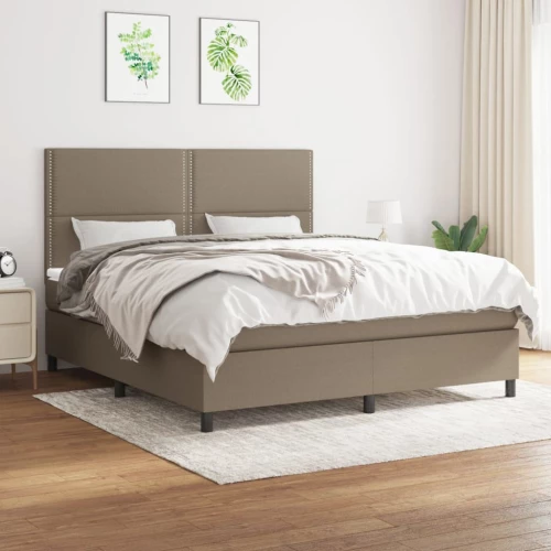 Κρεβάτι Boxspring με Στρώμα Taupe 180x200 εκ. Υφασμάτινο μπεζ-γκρι 3141717