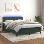 Κρεβάτι Boxspring με Στρώμα & LED Σκ. Πράσινο 140x200εκ Βελούδο Πράσινο 3134648
