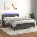 Κρεβάτι Boxspring με Στρώμα & LED Σκ. Γκρι 140x190εκ. Βελούδινο Γκρι 3134640