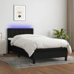 Κρεβάτι Boxspring με Στρώμα & LED Μαύρο 90x200 εκ. Υφασμάτινο Μαύρο 3133447