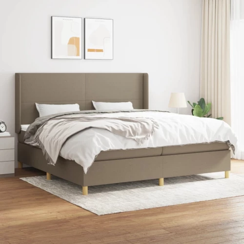 Κρεβάτι Boxspring με Στρώμα Taupe 200x200 εκ. Υφασμάτινο μπεζ-γκρι 3131861