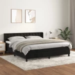 Κρεβάτι Boxspring με Στρώμα Μαύρο 180x200 εκ. Βελούδινο Μαύρο 3131215