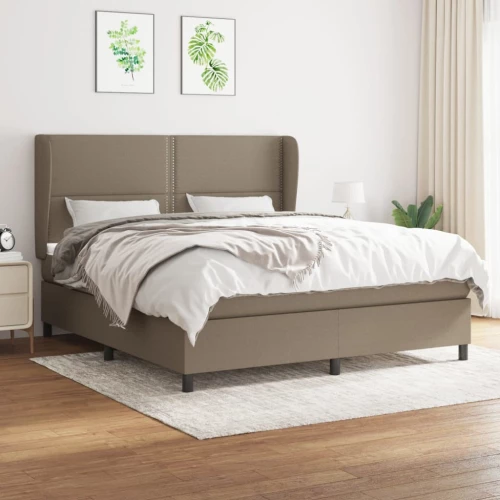 Κρεβάτι Boxspring με Στρώμα Taupe 180x200 εκ. Υφασμάτινο μπεζ-γκρι 3127905