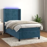 Κρεβάτι Boxspring με Στρώμα & LED Σκ. Μπλε 80x200 εκ. Βελούδινο Μπλε 3139533