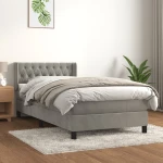 Κρεβάτι Boxspring με Στρώμα Ανοιχτό Γκρι 100x200 εκ. Βελούδινο Γκρι 3131123