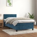 Κρεβάτι Boxspring με Στρώμα Σκούρο Μπλε 100x200 εκ. Βελούδινο Μπλε 3141411