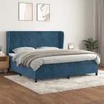 Κρεβάτι Boxspring με Στρώμα Σκούρο Μπλε 200x200 εκ. Βελούδινο Μπλε 3129115
