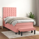Κρεβάτι Boxspring με Στρώμα Ροζ 80 x 200 εκ. Βελούδινο Ροζ 3138054