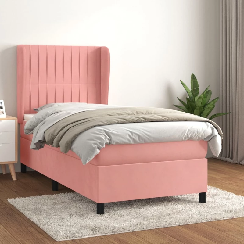 Κρεβάτι Boxspring με Στρώμα Ροζ 80 x 200 εκ. Βελούδινο Ροζ 3129302