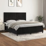 Κρεβάτι Boxspring με Στρώμα Μαύρο 180x200 εκ. Βελούδινο Μαύρο 3143159