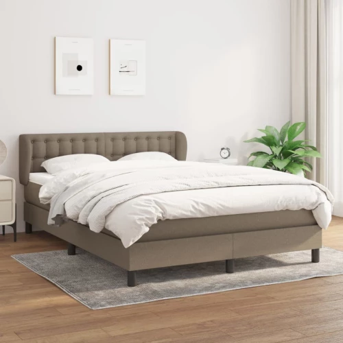 Κρεβάτι Boxspring με Στρώμα Taupe 140x190 εκ. Υφασμάτινο μπεζ-γκρι 3126561