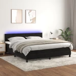 Κρεβάτι Boxspring με Στρώμα & LED Μαύρο 160x200 εκ. Βελούδινο Μαύρο 3134293