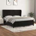 Κρεβάτι Boxspring με Στρώμα Μαύρο 180x200 εκ. Βελούδινο Μαύρο 3129287