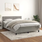 Κρεβάτι Boxspring με Στρώμα Ανοιχτό Γκρι 140x200 εκ. Βελούδινο Γκρι 3141365