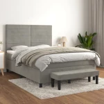 Κρεβάτι Boxspring με Στρώμα Ανοιχτό Γκρι 140x200 εκ. Βελούδινο Γκρι 3137905