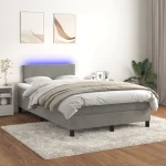 Κρεβάτι Boxspring με Στρώμα & LED Αν.Γκρι 120x200 εκ. Βελούδινο Γκρι 3134273