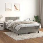 Κρεβάτι Boxspring με Στρώμα Ανοιχτό Γκρι 120x200 εκ. Βελούδινο Γκρι 3141293