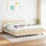 Κρεβάτι Boxspring με Στρώμα Κρεμ 160x200 εκ. Υφασμάτινο Κρεμ 3140390