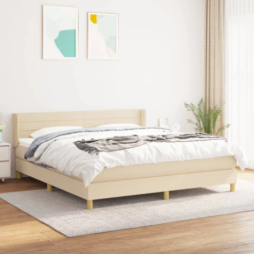 Κρεβάτι Boxspring με Στρώμα Κρεμ 180x200 εκ. Υφασμάτινο Κρεμ 3130374