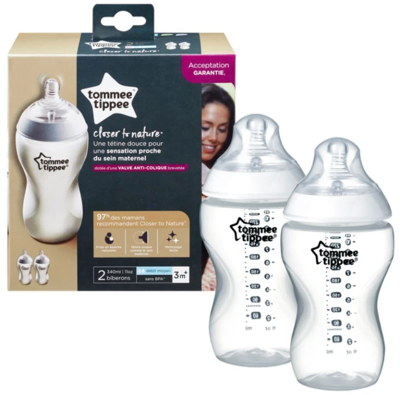Πλαστικά Μπιμπερό 340ml Μέτριας Ροής 3m+ Tommee Tippee-Closer to Nature 2τμχ