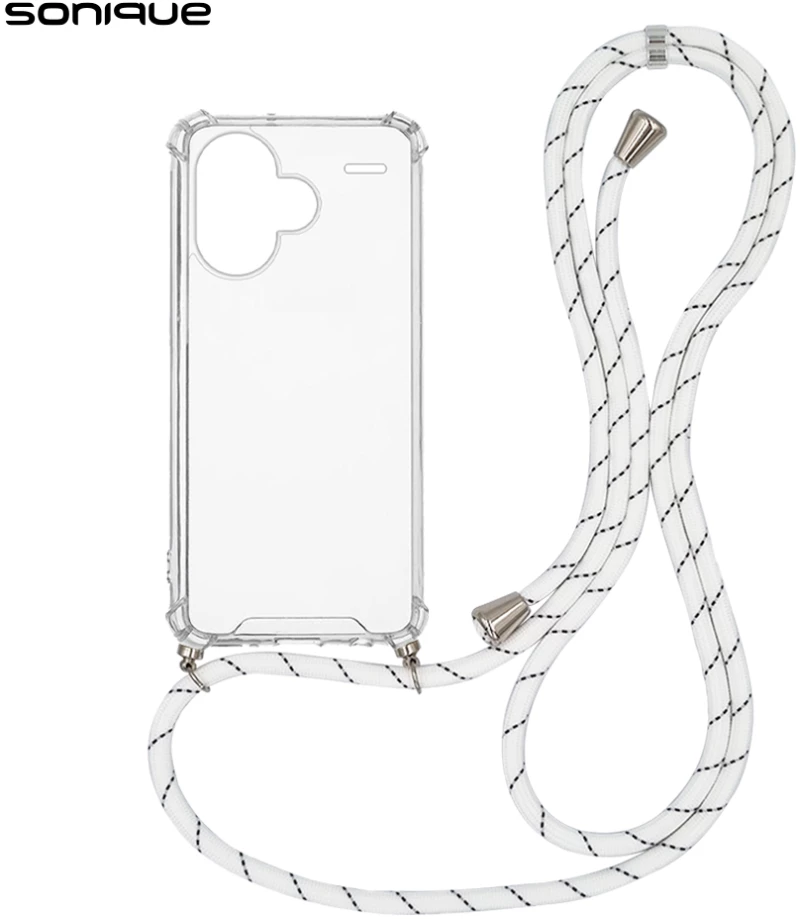 Θήκη Σιλικόνης με Κορδόνι Sonique Armor Clear Xiaomi Redmi Note 13 Pro Plus 5G Rainbow Λευκό - Sonique - Rainbow Λευκό - Redmi Note 13 Pro Plus 5G - Θήκες Πλάτης