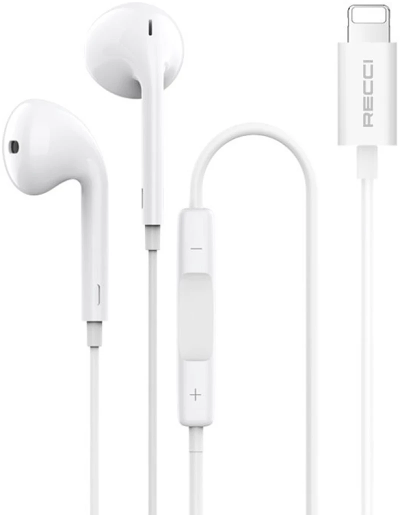 Recci REP-L28 - Ενσύρματα Handsfree Ακουστικά Lightning - White (6955482503751)