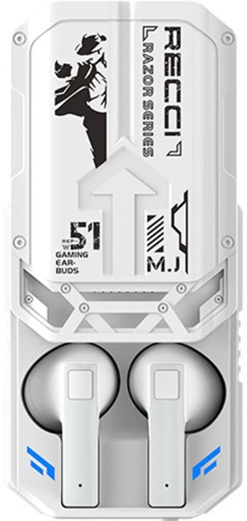 Recci REP-W51 Razor Wireless Earbuds - Ασύρματα Ακουστικά Bluetooth με Θήκη Φόρτισης - White (6955482518809)