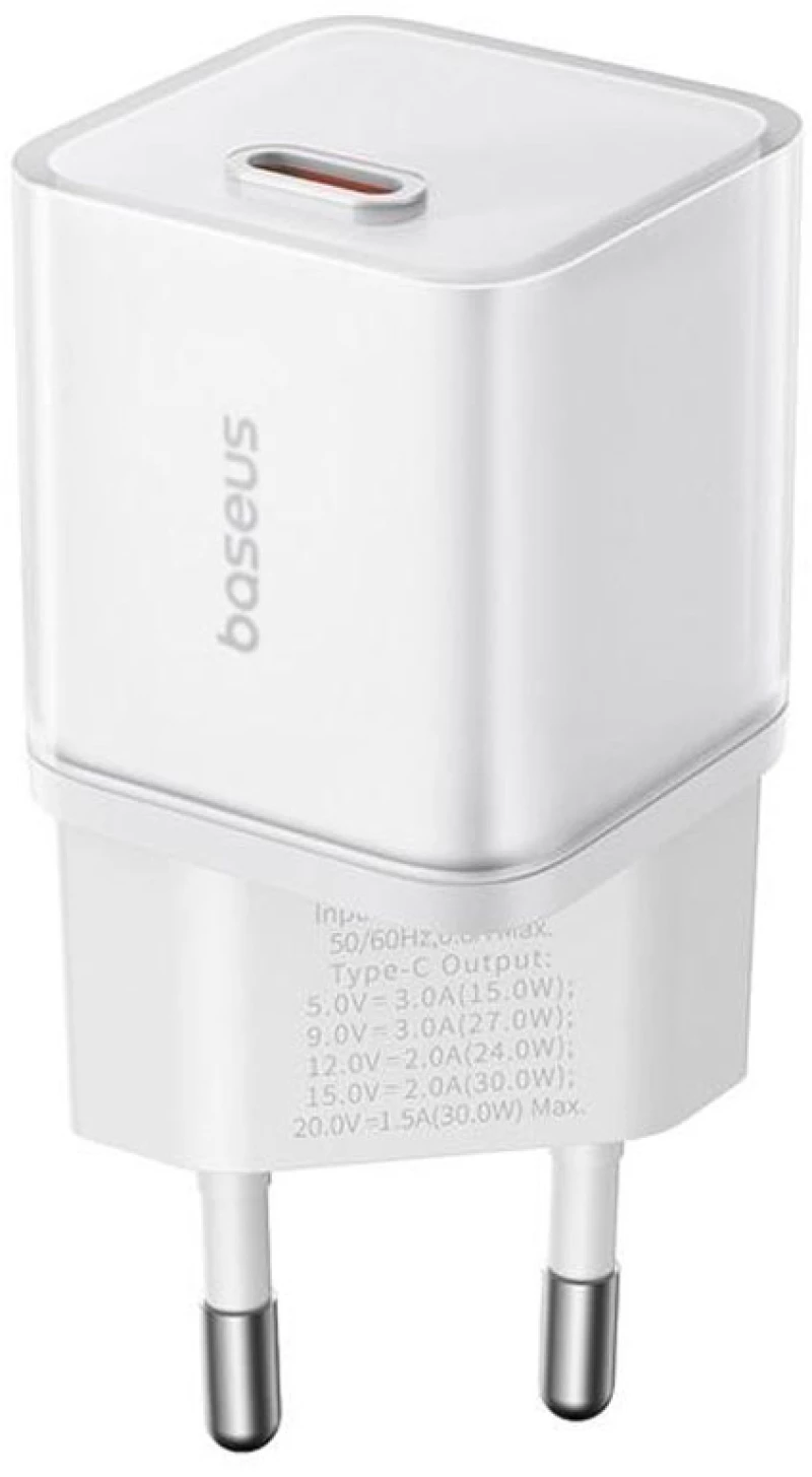 Network charger Baseus GaN5S Fast Charger 1C, 30W, 1 x Type-C F, White - 40405