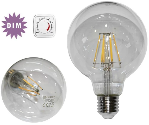 Adeleq Led Λάμπα Cog Globe Φ95 Διάφανο Ε27 8W Ντιμαριζόμενο Θερμό 13-2711008009