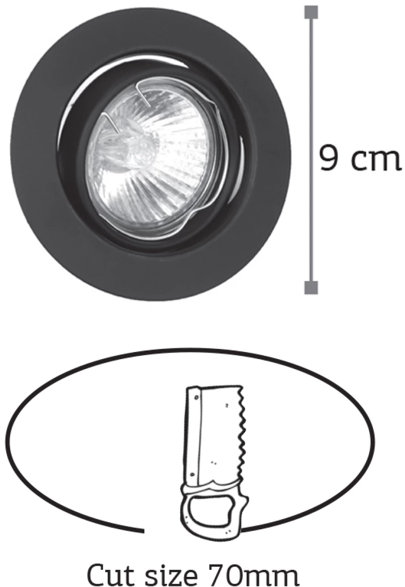 Χωνευτό σποτ από μαύρο μέταλλο 1XGU10 D:9cm (43277-Μαύρο)