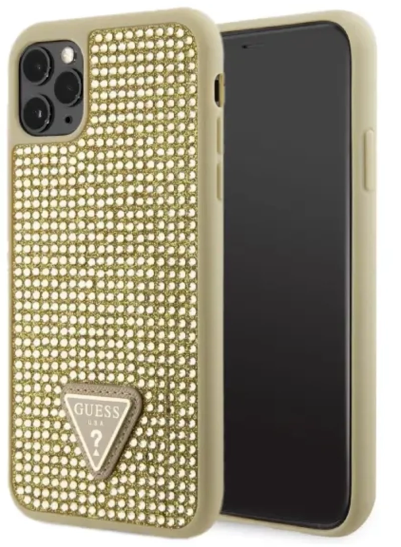 Guess® Rhinestones Triangle Metal Logo Collection iPhone 11 Pro Max - Χρυσό (GUHCN65HDGTPD)