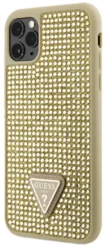 Guess® Rhinestones Triangle Metal Logo Collection iPhone 11 Pro Max - Χρυσό (GUHCN65HDGTPD)