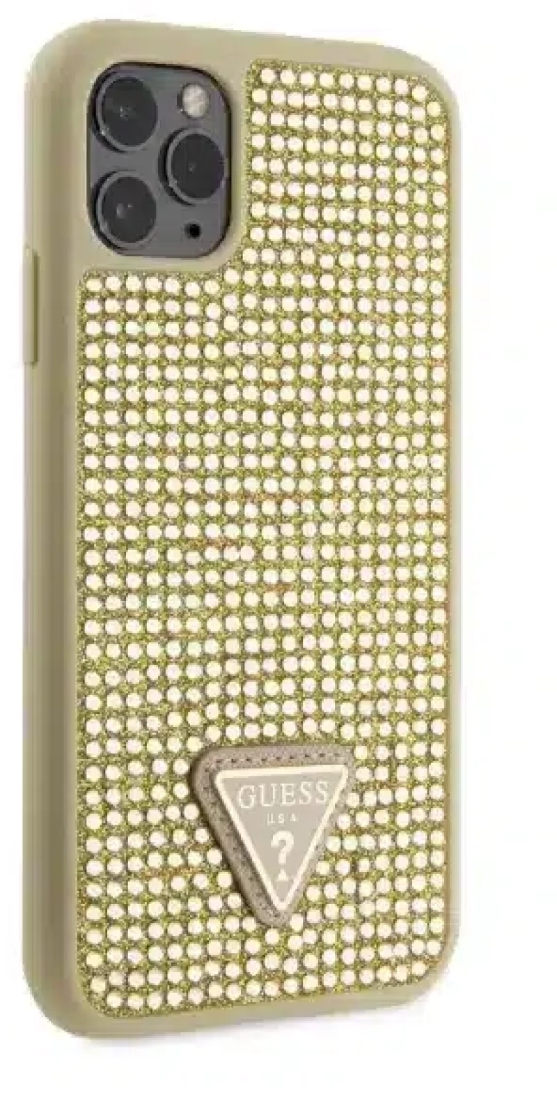 Guess® Rhinestones Triangle Metal Logo Collection iPhone 11 Pro Max - Χρυσό (GUHCN65HDGTPD)