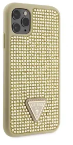 Guess® Rhinestones Triangle Metal Logo Collection iPhone 11 Pro Max - Χρυσό (GUHCN65HDGTPD)