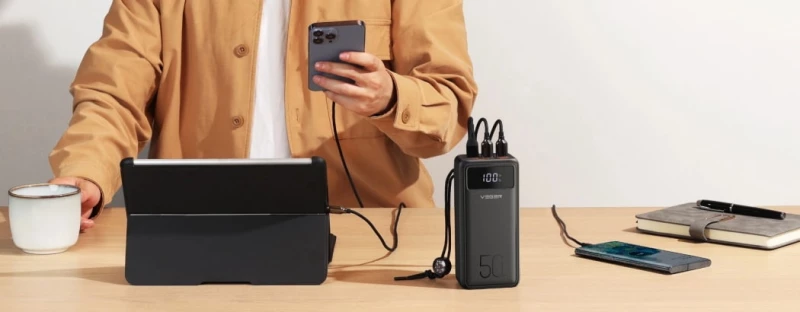 VEGER® V55001 Power Bank  50.000mah PD22.5W με 3 Θύρες USB-A , USB-Micro, USB-C Μαύρο
