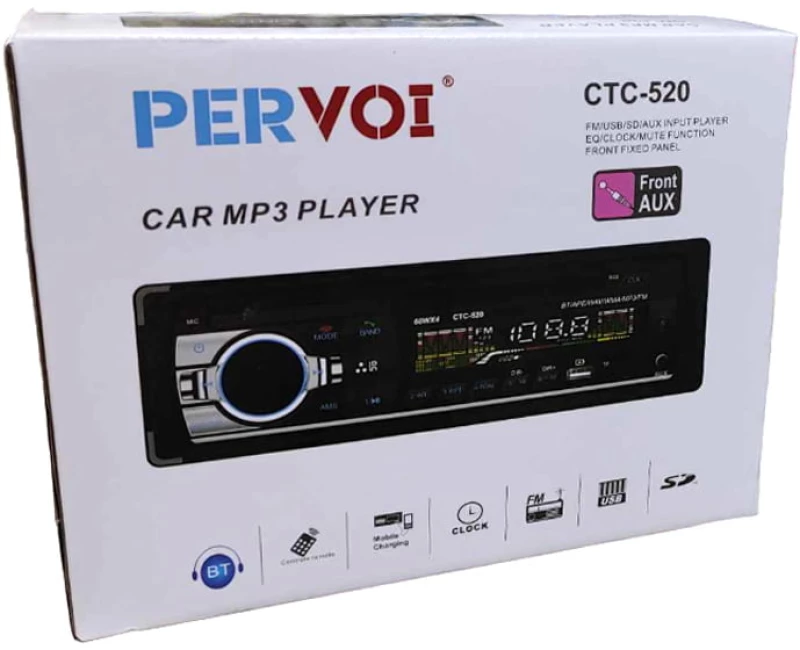 PerVoi MP3 player αυτοκινήτου USB, SD, FM, BT, Clock, Aux CTC-520 - Car MP3 player 014371