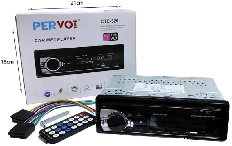 PerVoi MP3 player αυτοκινήτου USB, SD, FM, BT, Clock, Aux CTC-520 - Car MP3 player 014371
