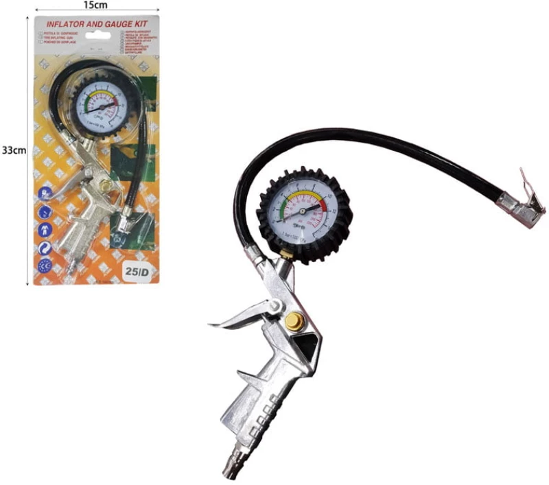 Πιστόλι αέρος ελαστικών με μανόμετρο - Inflator and gauge kit 58072