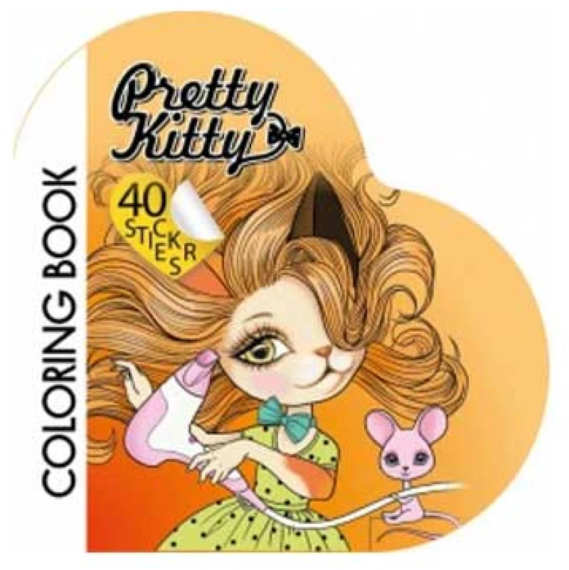 Coloring Book με 40 Αυτοκόλλητα Pretty Kitty Πορτοκαλί