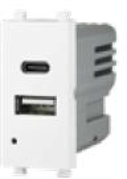 ΠΡΙΖΑ USB TYPE A & TYPE C 5,1V/2,4A ΛΕΥΚΟ ΙΝΟ