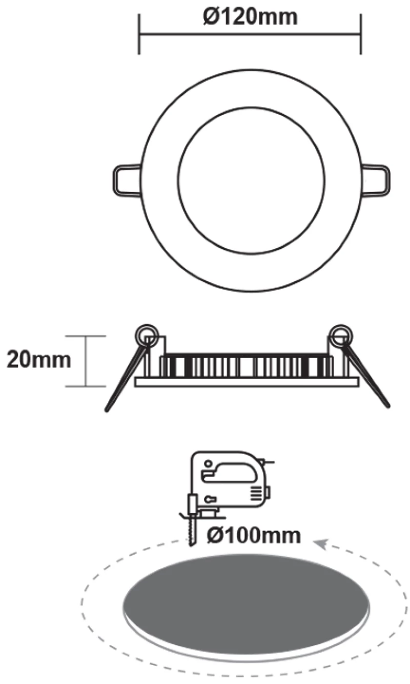 ΛΕΥΚΟ ΣΤΡΟΓΓΥΛΟ LED ΠΑΝΕΛ ΧΩΝΕΥΤΟ 6W 4000K 470Lm Φ119mm 230V AC Ra80