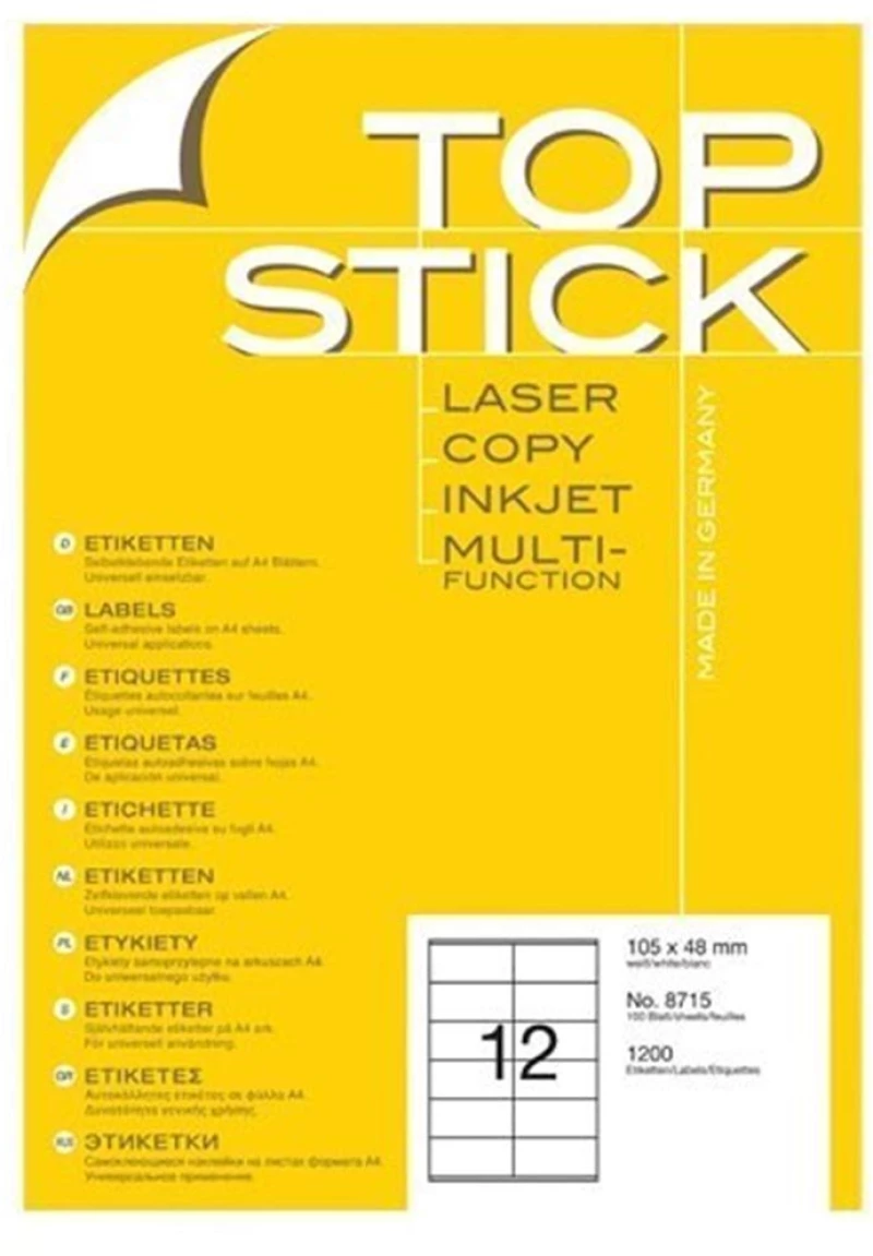 Ετικέτα Φωτ/κού TopStick Α4 8700 52.5χ21.2 100φ.