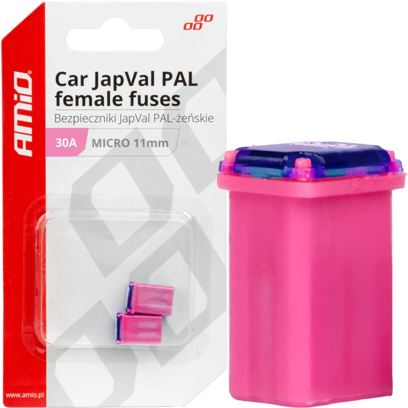 ΑΣΦΑΛΕΙΕΣ JapVal PAL ΜICRO 11mm ΘΗΛΥΚΕΣ 30A ΣΕ ΡΟΖ ΧΡΩΜΑ AMIO - 2 Τεμ.