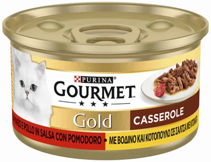 GOURMET GOLD CASSEROLE ΒΟΔΙΝΟ, ΚΟΤΟΠΟΥΛΟ & ΝΤΟΜΑΤΑ 85GR