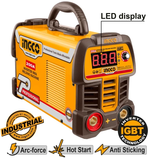 Ηλεκτροκόλληση Inverter 200Α επαγγελματική INGCO MMA20069