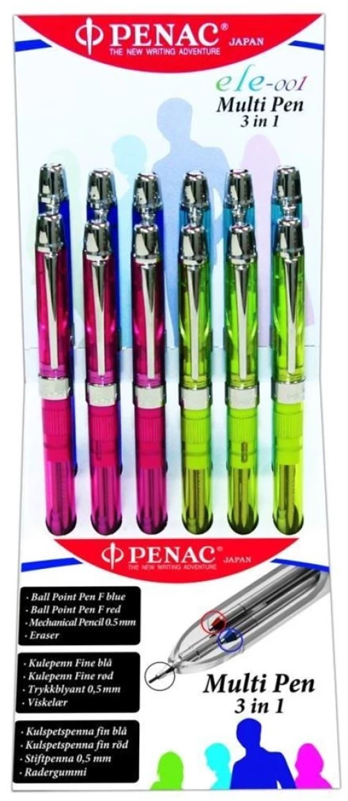 Σταντ Multifunction Pen Penac ele-001 (Μπλε, Κόκκινο, Μολύβι) 12pcs Διάφορα Χρώματα