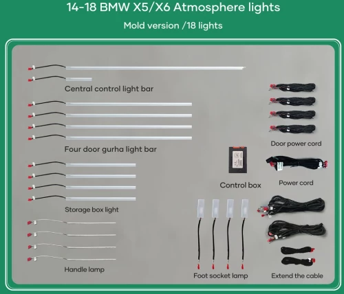 Digital iQ Ambient Light BMW X5 / X6 mod. 2014-2018, 18 Lights, 11 Colors DIQ_ALX5_18