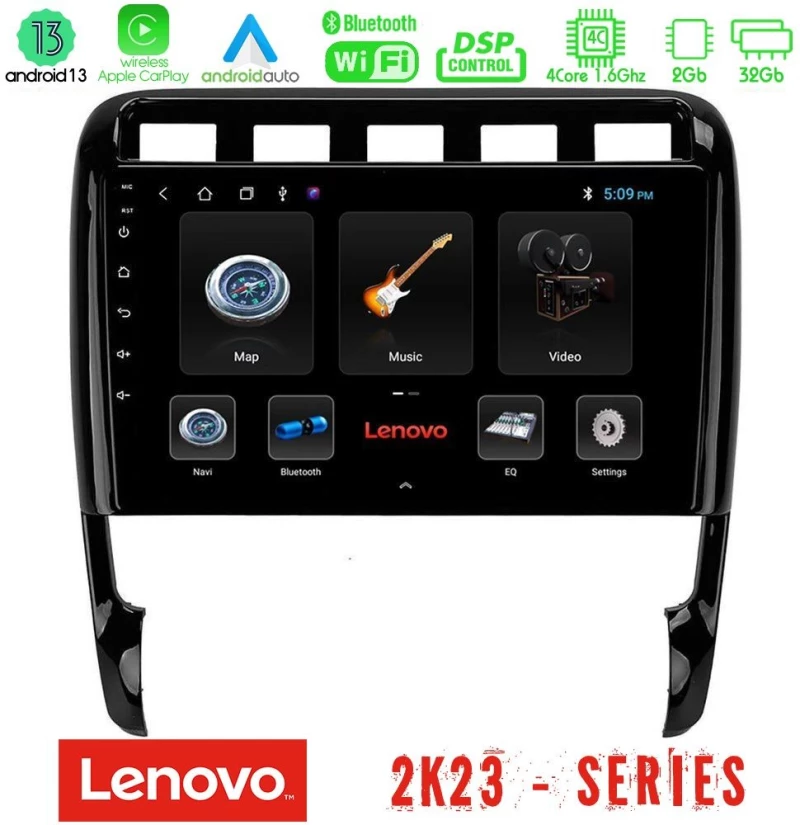 Lenovo Car Pad Porsche Cayenne 2003-2010 4Core Android 13 2+32GB Navigation Multimedia Tablet 9" U-LEN-PC0956